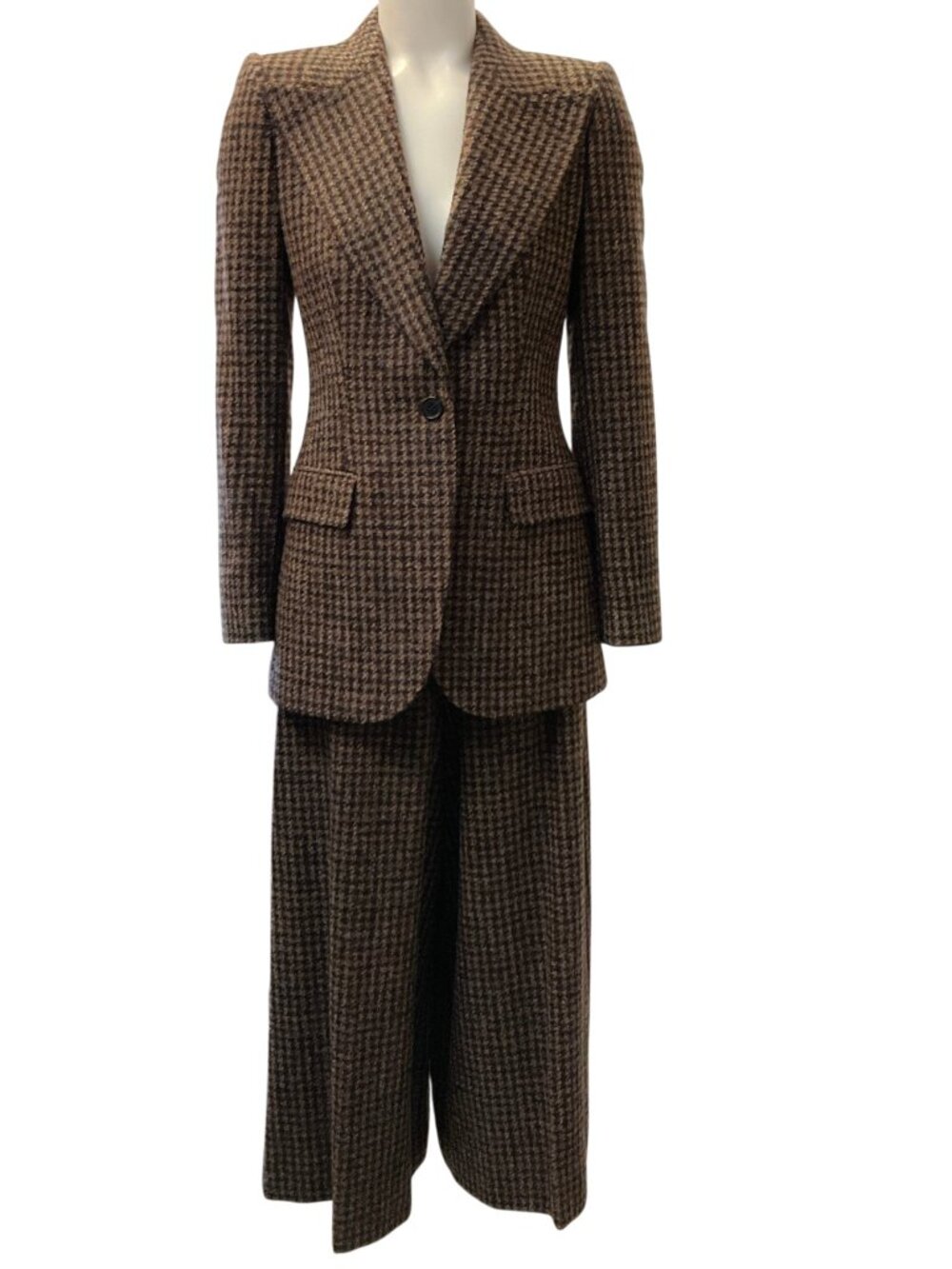 Dolce & Gabbana Brown Wool Houndstooth Suit